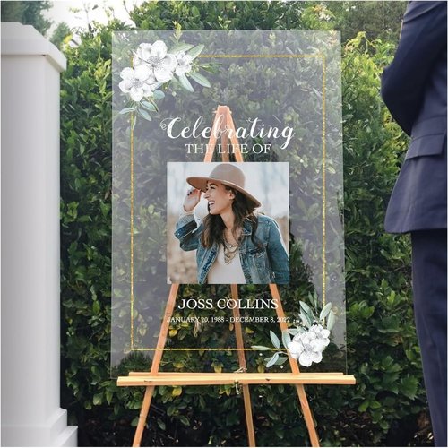 Custom Memorial Sign by [Brand Name] - Personalized Funeral Board with Picture - Elegant Tribute for Loved Ones