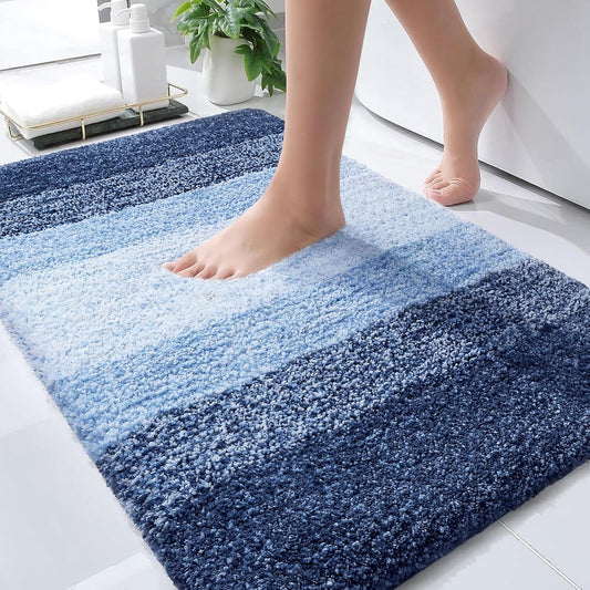 OLANLY Bathroom Rugs - Extra Soft Microfiber Mat | Quick Dry, Machine Washable, 34x21, Navy