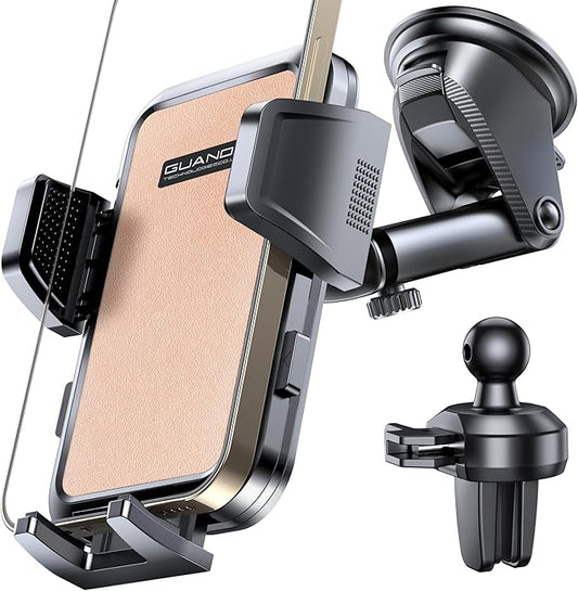 2026 Ultimate Car Phone Holder Mount (+Air Vent Clip) [Military Grade Stable], 360° Rotatable Suction Cup Car Phone Mount for Dashboard Windshield ,Truck Cradle Stand for iPhone 17 16 Pro Max Samsung
