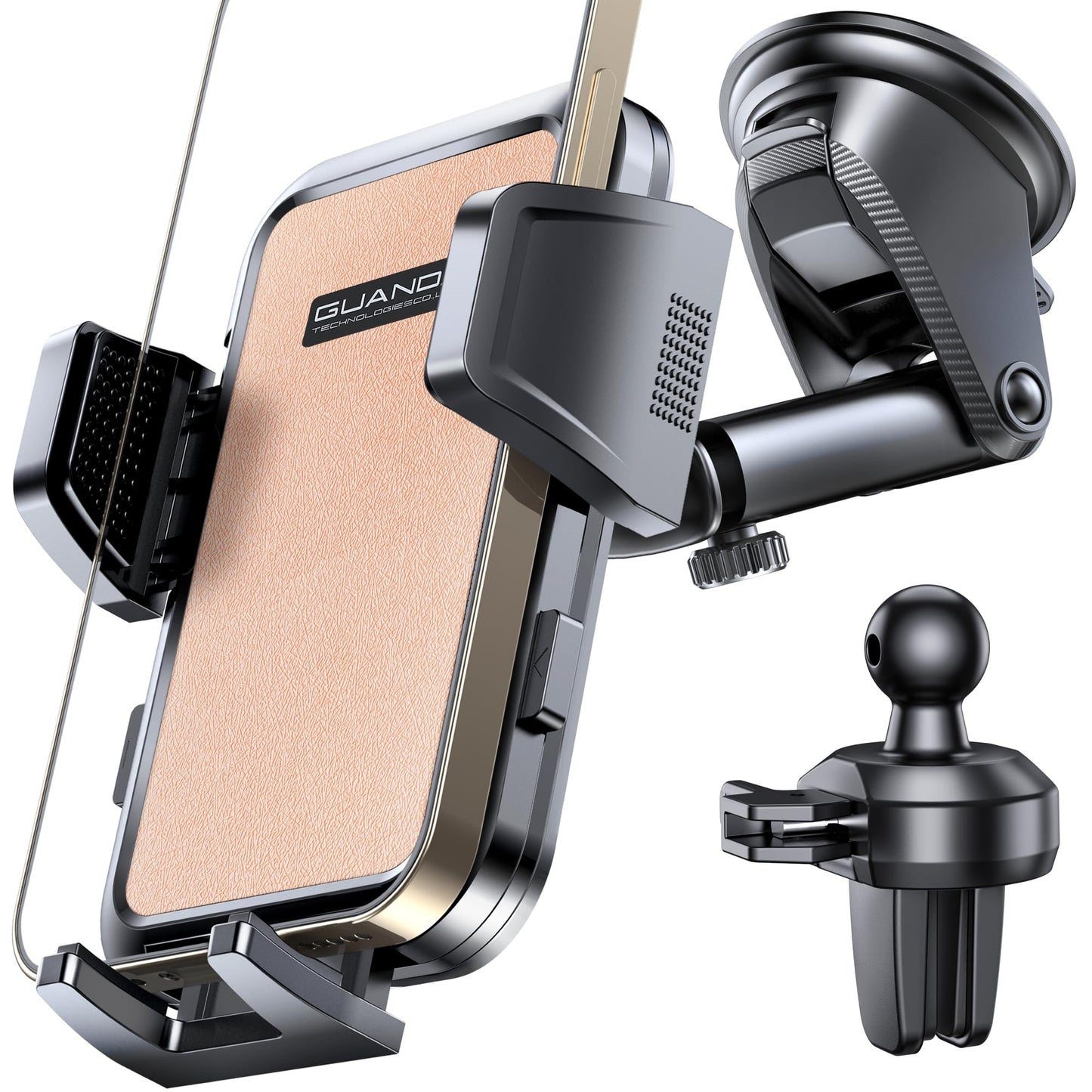 2026 Ultimate Car Phone Holder Mount (+Air Vent Clip) [Military Grade Stable], 360° Rotatable Suction Cup Car Phone Mount for Dashboard Windshield ,Truck Cradle Stand for iPhone 17 16 Pro Max Samsung