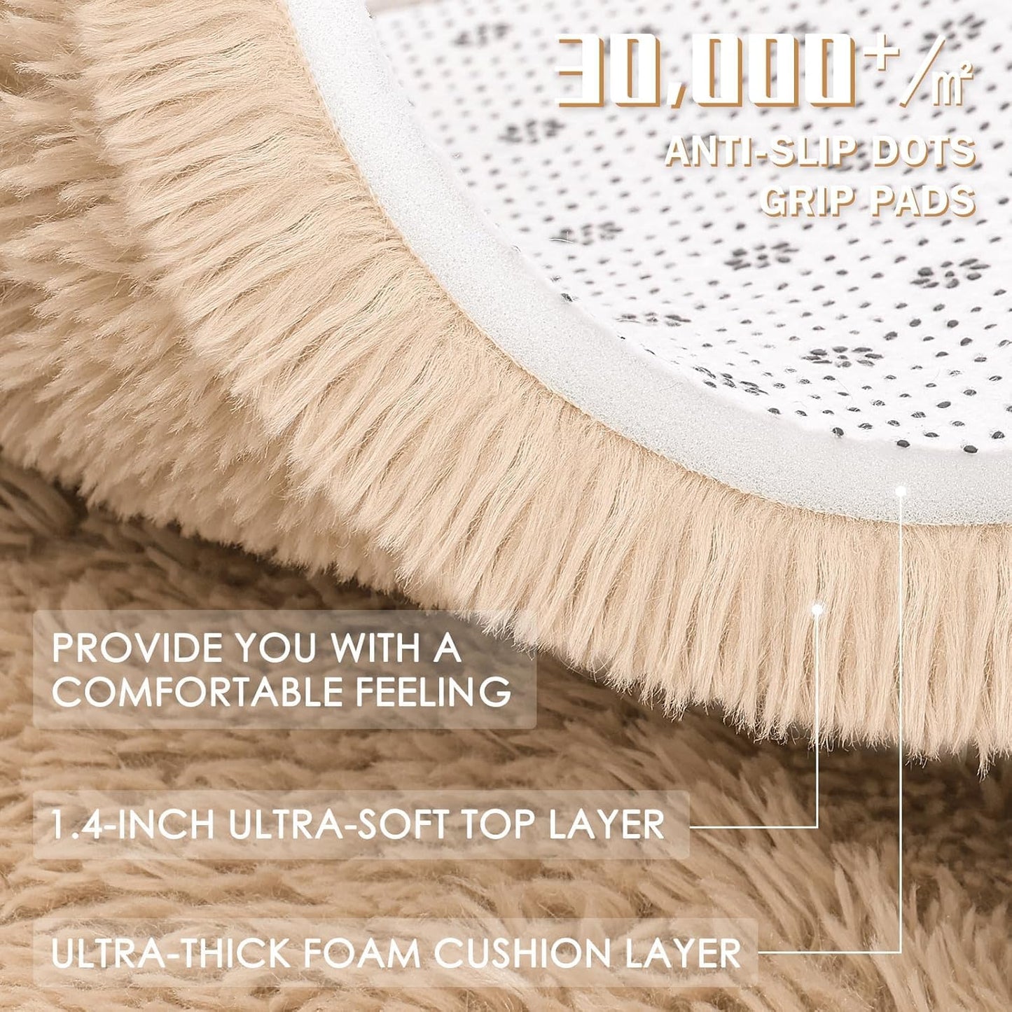 OLANLY Large Area Rug - Soft Fluffy Shaggy Indoor Carpet for Living Room & Bedroom | 7x11 ft, Beige