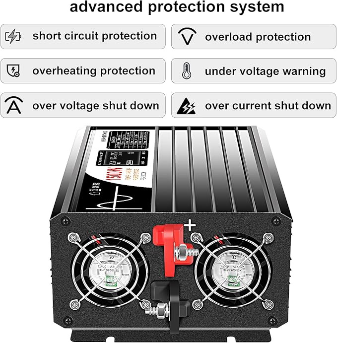 Xijia 1500W Power Inverter，36V to 120V Pure Sine Wave Inverter，Surge 3000W Solar Converter for Home Backup Solar Systems ，with Remote Control for Truck