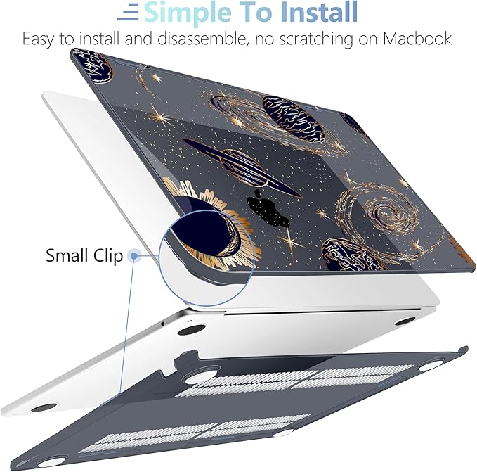 MEEgoodo Case for M5/M4/M3/M2 MacBook Air 13 inch Case 2026 2025 2024 2022, Fit Model A3449/A3240/A3113/A2681, Laptop Hard Shell Compatible with MacBook Air 13.6-inch, Planets & Galaxies