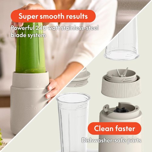 Bella Portable Rocket Blender - 6 Pcs Juicer & Smoothie Maker | BPA-Free, 240W Motor, 4 Tip Blade