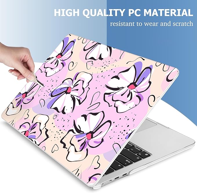 Mektron Case for 2026 MacBook Air 15 INCH M5 A3448 Compatible with M4 A3241 /M3 A3114 /M2 A2941 Printed Plastic Hard Shell Cover with 15.3" Liquid Retina Display Touch ID- Pink Flowers