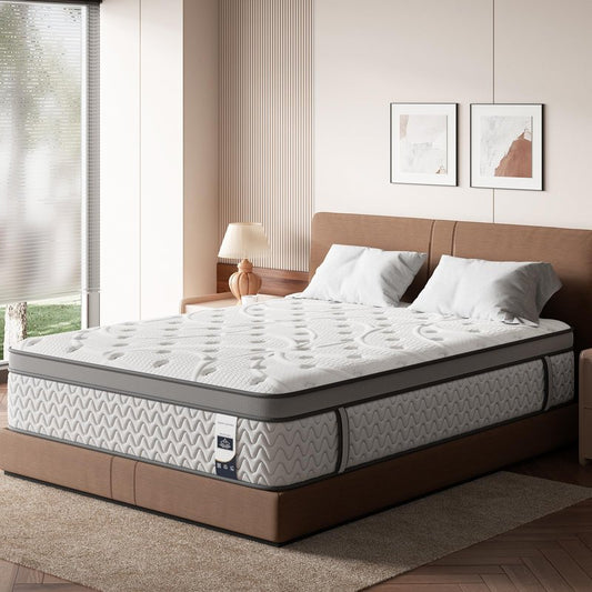 SLEEP100 Queen Mattress 12 Inch, 5-Zone Deep Sleep Firm Mattress with Extra Lumbar & Shoulder Support, Hotel Collection Hybrid Mattresses Pain Relief - Fiberglass Free - No Odor - 365 Night Trial