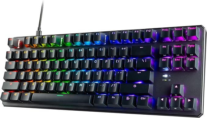 TECWARE Phantom+ 87 Mechanical Gaming Keyboard | RGB LED Backlit | Hot Swappable Wraith Brown Switches | 87 Key TKL Layout | Thocky Sound Profile | Detachable USB-C Wired | Black
