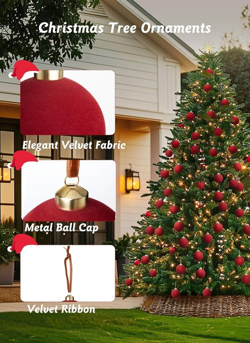 Brightown Velvet Christmas Balls - 15 Pcs 3.15 Inch Beige Ornaments for Holiday Tree Decor
