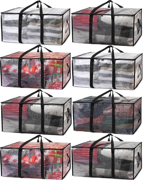 ClearSpace Heavy Duty Moving Bags - Large Storage Bags with Backpack Straps & Zippers | 8 Pack for Easy Packing