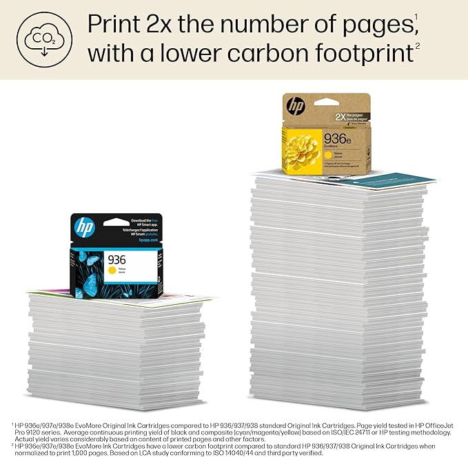 HP 936e Yellow EvoMore Ink Cartridge | Works with OfficeJet 9120, Pro 9100, Wide Format 9700 | Carbon Neutral | 4S6V5LN
