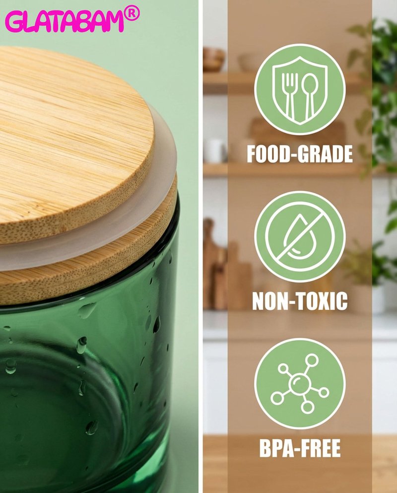 GLATABAM 4 OZ Candle Jars 12 Pack - Bulk Glass Candle Making Jars with Bamboo Lids & Labels, Heat Resistant Empty Reusable Candle Vessel for Containers(Green)