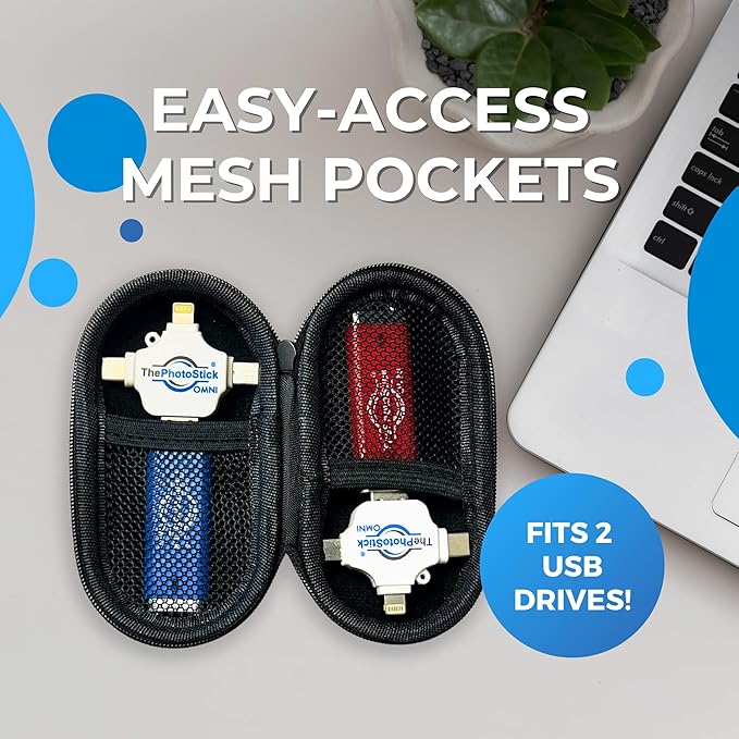 ThePhotoStick® Omni 256GB + Protective Case - Secure Photo & Video Backup and Transfer, Digital File Organization, USB & Multiport Connection for Phones, Tablets and Computers, Water Resistant Case