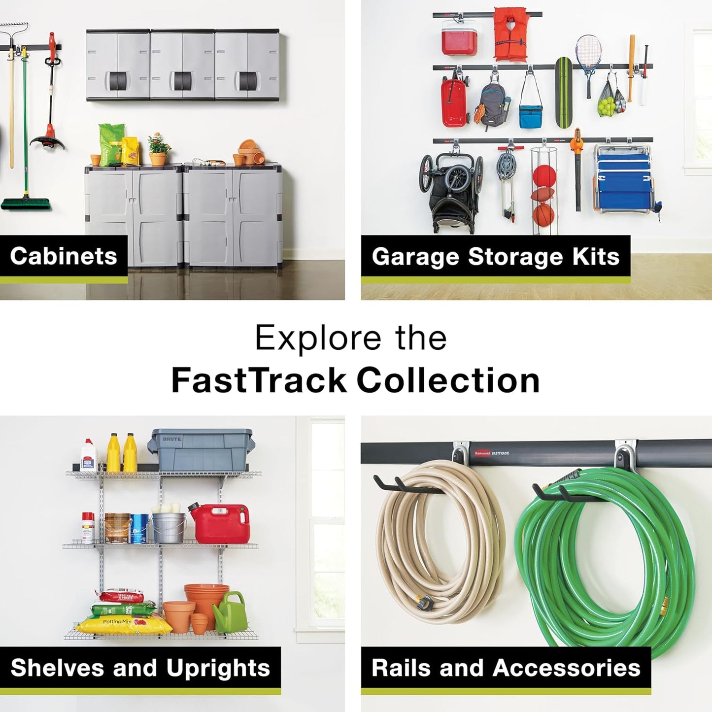 Rubbermaid Garage Hose Hook - Wall Mounted Storage System Holds Up to 50 Pounds | Satin Nickel Finish