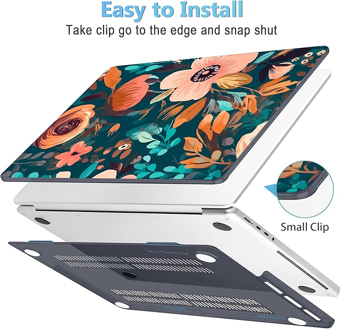 Mektron Case for 2026 M5 MacBook Pro 16 inch A3429 A3428 M4 A3403 A3186 M3 A2991 M2 A2780 M1 A2485 (2021-2025) Pro/Max with Liquid Retina XDR, Hard Shell Plastic Laptop Cover, Abstract Florals