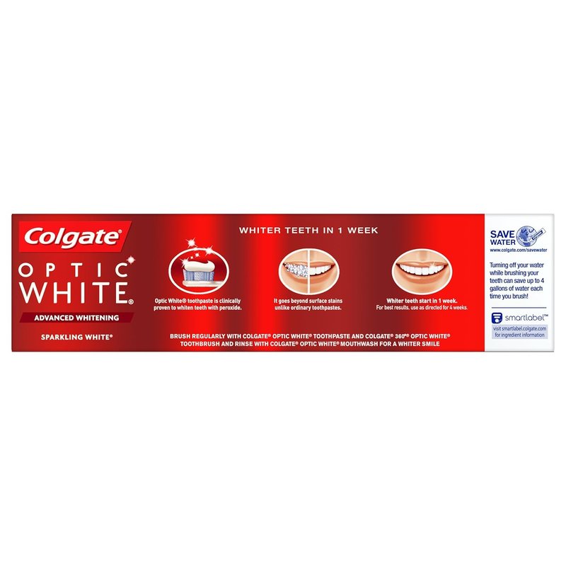 Colgate Optic White Whitening Toothpaste - Sparkling White, 5 oz (3 Pack)