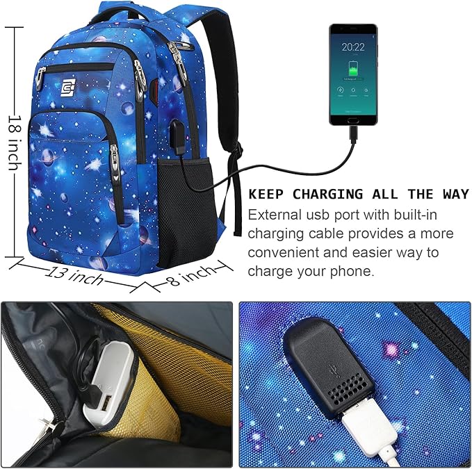 Volher Laptop Backpack,Business Travel Anti Theft Slim Durable Laptops Backpack,Water Resistant College Computer Bag for Women & Men Fits 15.6 Inch Laptop and Notebook-Dreamy Blue