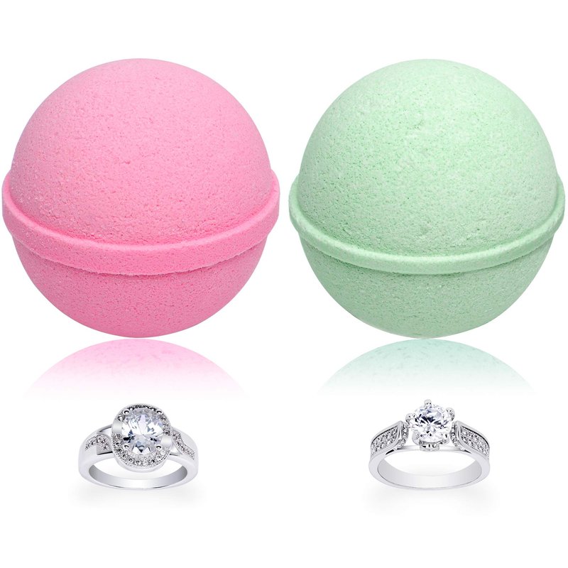 Mermaid Love Potion Bath Bombs Gift Set of 2 with Size 7 Ring Surprise Inside Each Made in USA