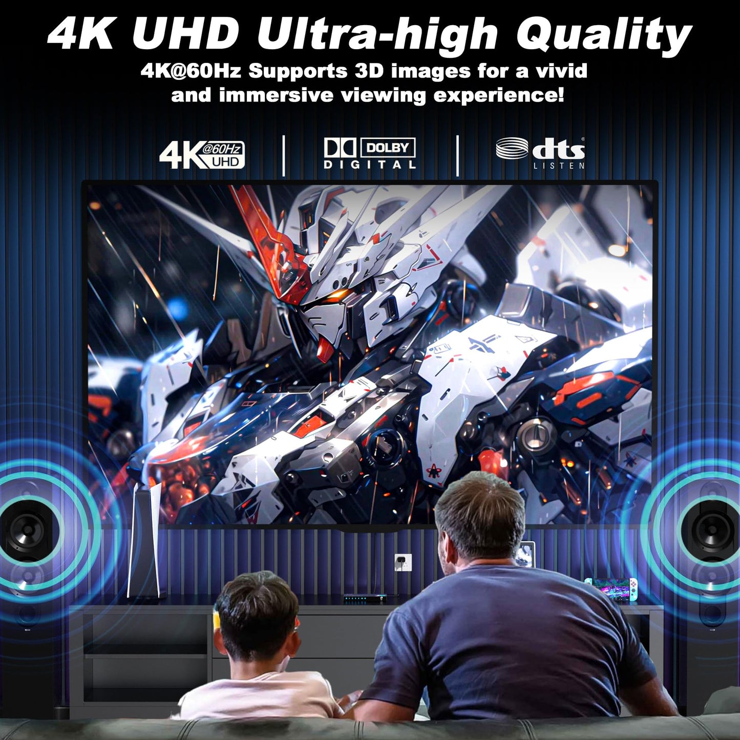 JCHICI 4K HDMI Switch 5x1 with Remote - 4K@60Hz HDR HDCP 2.2 - Auto-Switcher Splitter for PS5/PS4/Xbox/Switch/PC