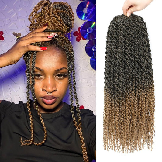 Curly Senegalese Twist Crochet Hair Pre-looped 7 Packs Small Twist Crochet Hair for Women 140 Strands Senegalese Twists Hair with Straight Ends Synthetic Crochet Braids(T350,14 Inch)