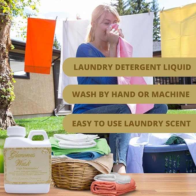 Worldwide Nutrition Bundle: Tyler Candle Company Glamorous Wash High Maintenance Scent Fine Laundry Liquid Detergent - Hand and Machine Washable - 4 oz (112 grams) Container and Keychain