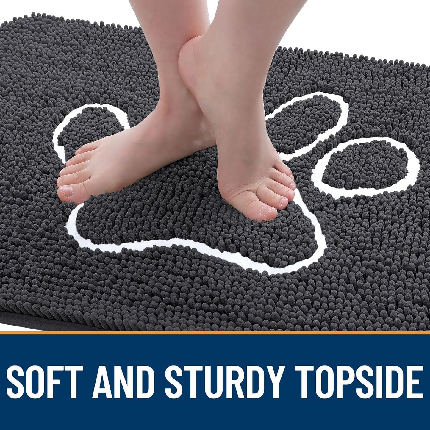 OLANLY Dog Door Mat - Absorbent Non-Slip Mud Mat for Muddy Paws | Quick Dry Chenille, 59x32, Dark Grey
