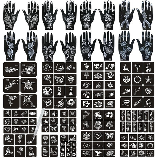Henna Tattoo Stencils 138 PCS, 24 Sheets Airbrush Tattoo Templates,Reusable Tattoo Stencils Kit for Women Teens Girls,DIY Tattoo Stencils,Body Art Stencils