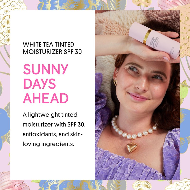 Winky Lux White Tea Tinted Moisturizer SPF 30 - Buildable Coverage with Facial SPF, Lightweight Sunscreen for Face, Naturally Radiant Finish, Long Lasting Coverage with Vitamin E, Deep Plus