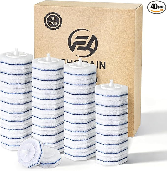 Toilet Wand Refills for Clorox, 40 Pack Disposable Toilet Brush Head with Rich Foaming, Extra Thick Refill Heads, Strong Cleaning & Deep Scrubbing Power, Disposable Toilet Cleaning System