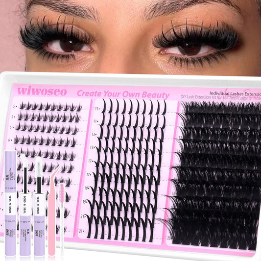 Bottom Lash Clusters Kit - Mega Volume Spiky Eyelash Extensions with Clear Bond & Seal | Fairy Style