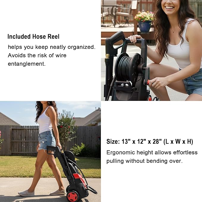 2026 Upgrade Pressure Power Washer 4800PSI w/4 Quick Connect Nozzles, Inlet Hose & Filter&500ML Soap Tank, High Cleaning Machine for Cars/Fences/Driveways/Patios/Home Cleaning,Red