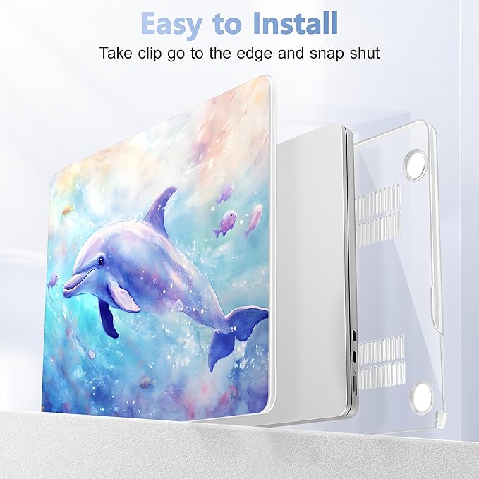 Lepeoac Case for 2026/2025/2024/2023 MacBook Air 15-inch Laptop Release M5 A3448 /M4 A3241 /M3 A3114 /M2 A2941, Stylish Protective Hard Shell Cover for MacBook Air 15.3 inch, Blue Whale