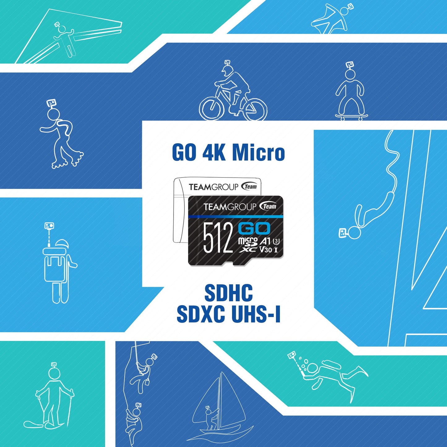 TEAMGROUP GO Card 128GB x 2 Pack MicroSDXC UHS-I U3 V30 4K for Action Cameras & Drone High Speed Flash Memory Card with Adapter for Outdoor Sports&Vlog, 4K Shooting,GoPro&Insta360&DJI TGUSDX128GU364