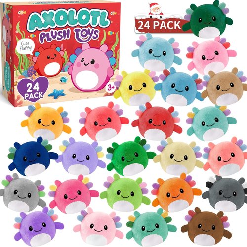 Axolotl Plush Keychains - 24 Pack Mini Party Favors for Kids | Perfect for Goodie Bags & Classroom Rewards