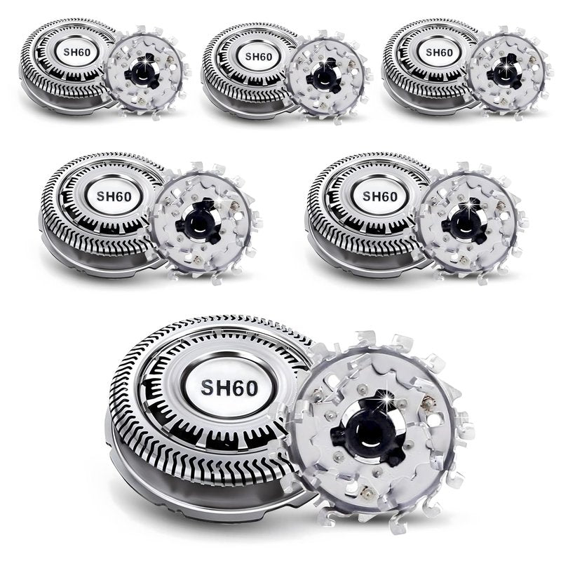 6-Pack Compatible with SH60 Norelco Replacement Heads 6000 Series S6810 S6820 S6850 S6880/81, Upgraded Blades for Philips Norelco 6000 Replacement Heads, Fit for Shaver Series 6000 S6810/82 S6850/85