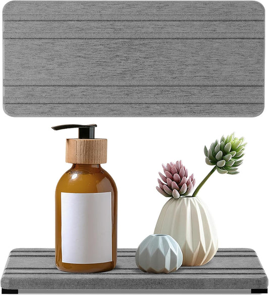 Skiennix Diatomite Stone Tray - Quick Drying Water Absorbent Coasters for Kitchen & Bathroom | 2-Pack