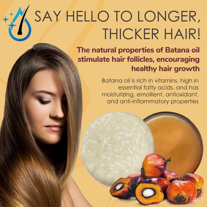 Relaxcation MADE IN USA Batana Oil Solid Shampoo Bar and Conditioner Bar for Hair Growth, Reduces Hair Loss, Hydrates Dry Hair, Improves Scalp Health Handcrafted in USA, Travel-Friendly