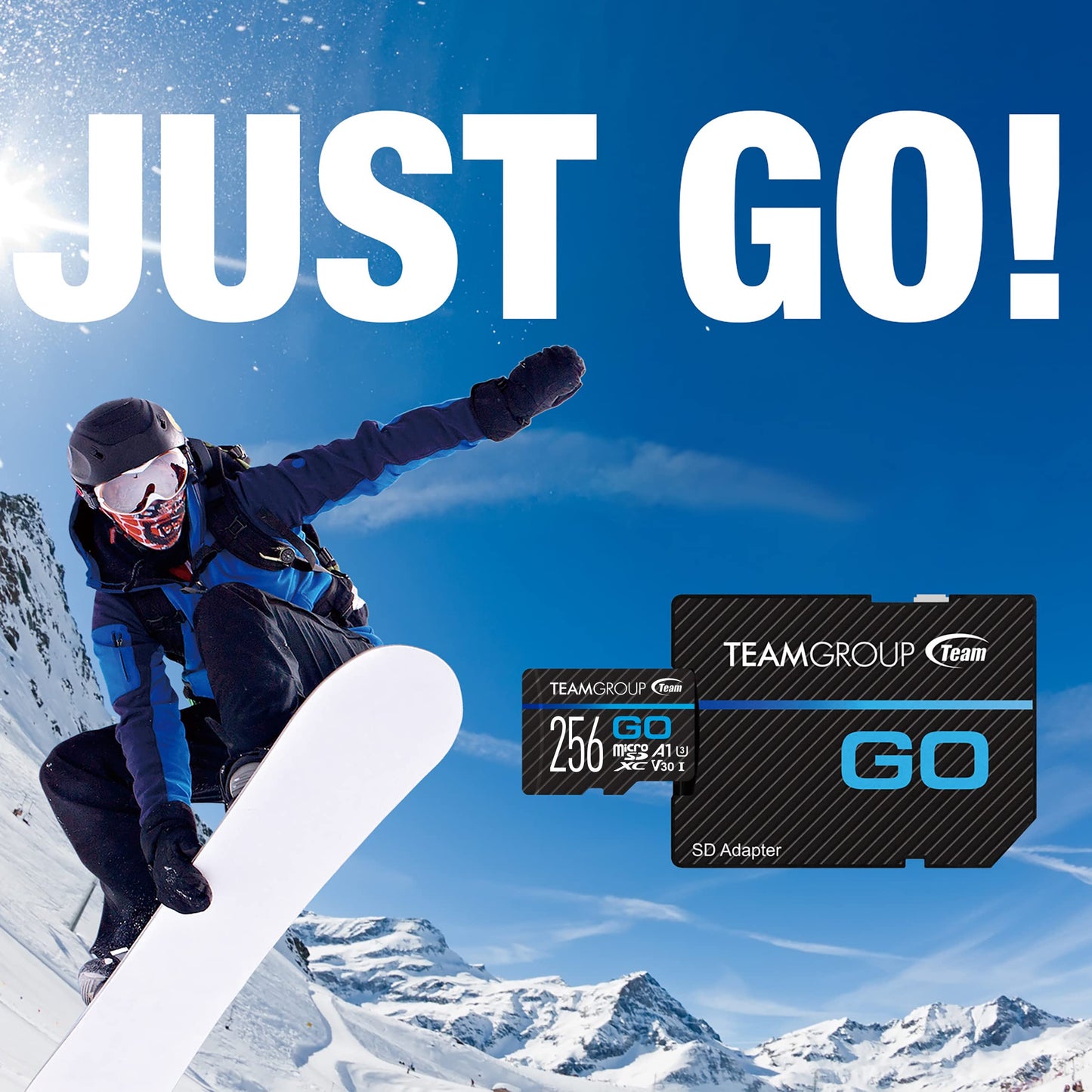 TEAMGROUP GO Card 128GB Micro SDXC UHS-I U3 V30 4K for GoPro & Action Cameras Flash Memory Card with Adapter for Outdoor 4K Shooting TGUSDX128GU303