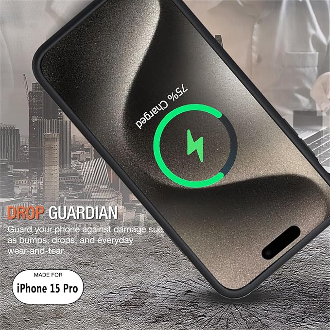 ZUEUS Battery Case for iPhone 15 Pro, 10000mAh Rechargeable Portable Charging Case with Wireless Charging, Compatible for iPhone 15 Pro (6.1 inch) with CarPlay, Extend Battery Pack Charger (Black)