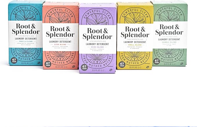 Root & Splendor Ultra Concentrated All Natural Laundry Detergent Liquid - Plant Based, Enzymatic Laundry Soap, Humble Scent, 1 Liter, 67 Loads