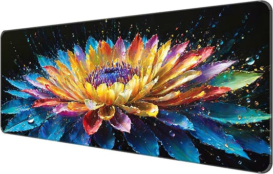 Dynippy Thin Extended Gaming Mouse Pad （31.5 * 11.8 * 0.08 inch） with Stitched Edges Large, Long XXL Keyboard and Mouse pad Desk Mat for Gaming Office & Home - Flower 30