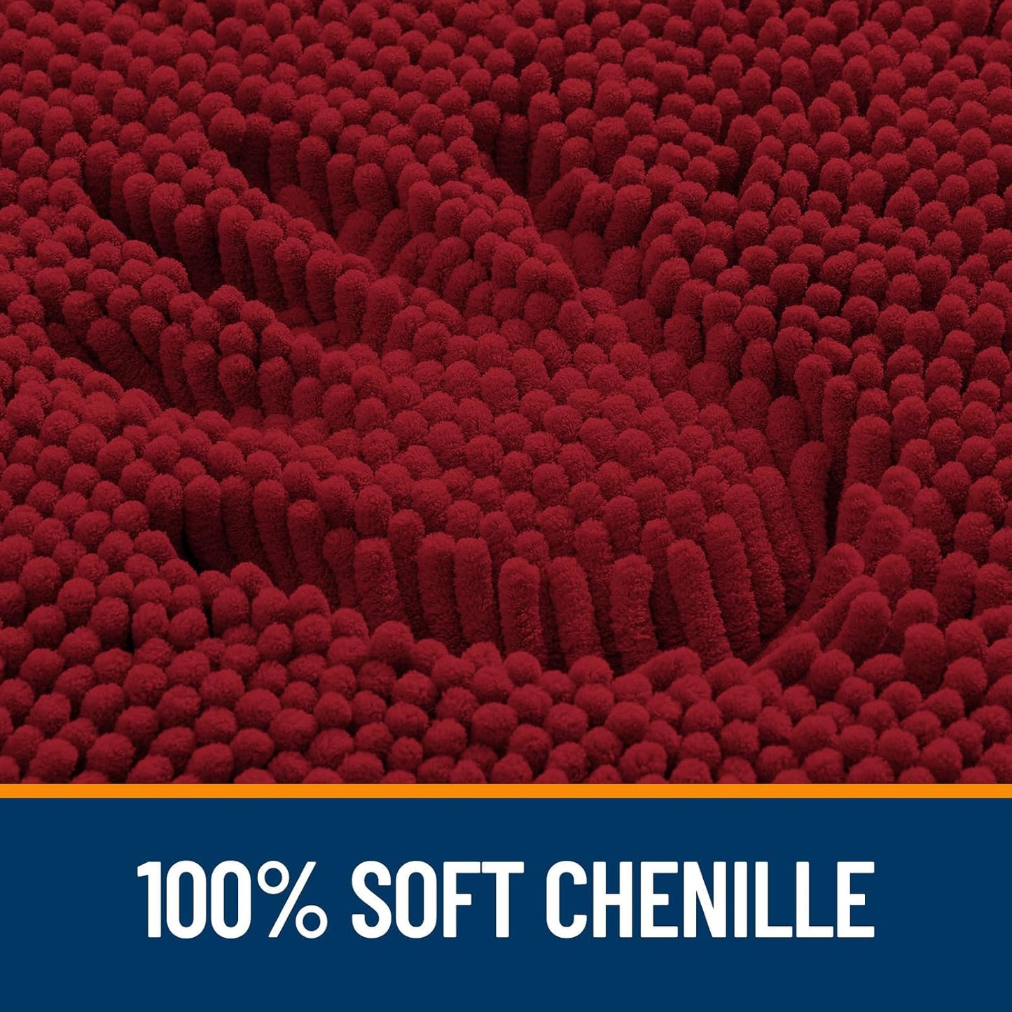 OLANLY Bathroom Runner Rugs - Extra Soft Chenille Bath Mats | 47x17, Quick-Dry, Machine Washable, Red