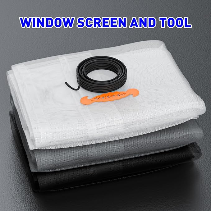 MAGZO Window Screen Replacement Mesh 48"W x 99"L - Pet Resistant Premium & Durable Polyester Screen Door Mesh, Allows Fresh Air in, DIY Repair Kit Includes Tool for Sliding Doors,Windows,Patio, White