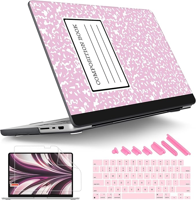 Tuiklol for MacBook Pro 14 Inch Case 2024-2021 Release M4 A3112 A3401 A3185/M3 A2918 A2992/M2 A2779/M1 A2442 Pro/Max,Hard Shell Case with Screen Protector for Touch ID,Composition Book