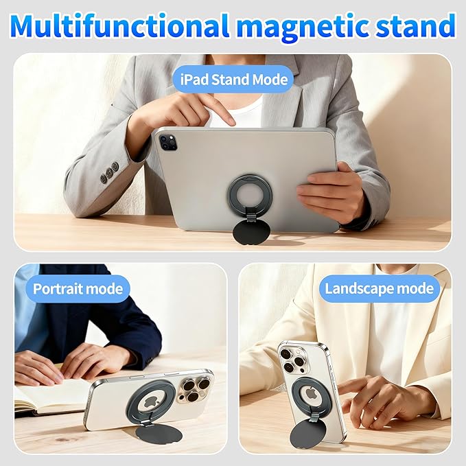 Otuoor 2 in 1 MagSafe Magic Keyboard Phone Holder, Seamless Phone-Tablet Synergy, Ultra-Slim with 320-degree Adjustable View, Design for Magic Keyboard and MagSafe iPhone/Case, Tablet Accessory