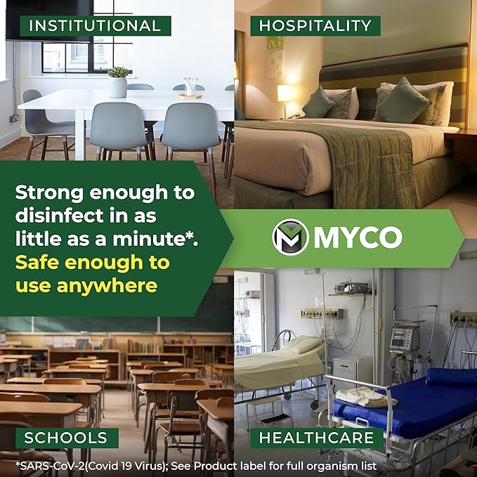 Myco Botanical Disinfectant Cleaner â Natural Plant-Based Ready-to-Use EPA-Registered Disinfectant Spray for Mold, Mildew, Germs, Bacteria & Viruses â Safe for Home & Commercial Use, 4 Gallon
