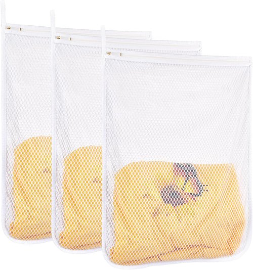 Durable Honeycomb Mesh Laundry Bags by [Brand Name] - 3 Pcs for Delicates | 16" x 19" Size