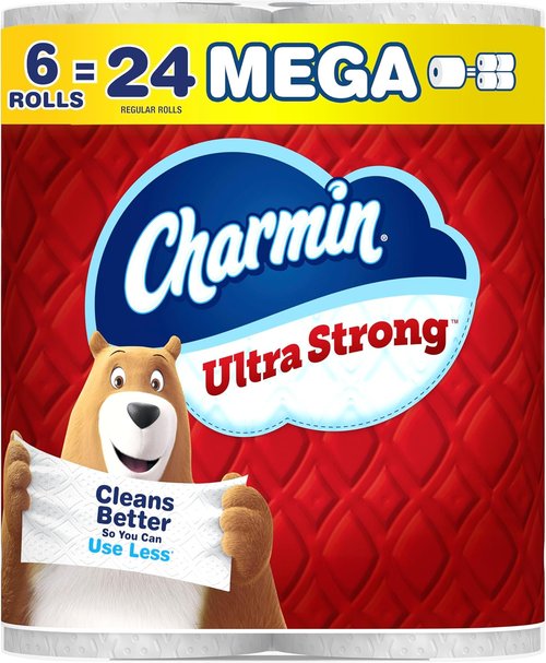 Charmin Ultra Strong Toilet Paper - 6 Mega Rolls (24 Regular) | 2-Ply, Soft & Durable