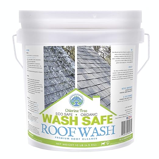 Wash Safeâ¢ ROOF WASH Roof Cleaner, 10 lb. | Clear, Bleach-Free Concentrate | Clean Up to 10,000 sq. ft. of Asphalt, Wood, Slate and Ceramic Shingles or Tiles