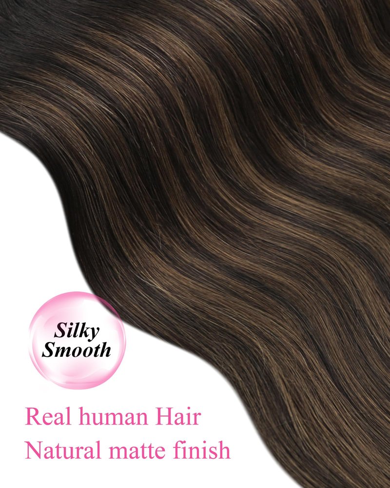 YoungSee 18 Inch Tape in Extensions Human Hair Brown Balayage Tape in Hair Extensions Human Hair Dark Brown Ombre Ash Browns Tapes-in Extension Remy Hair Extension Tape-in for Daily Use 20pcs 50g