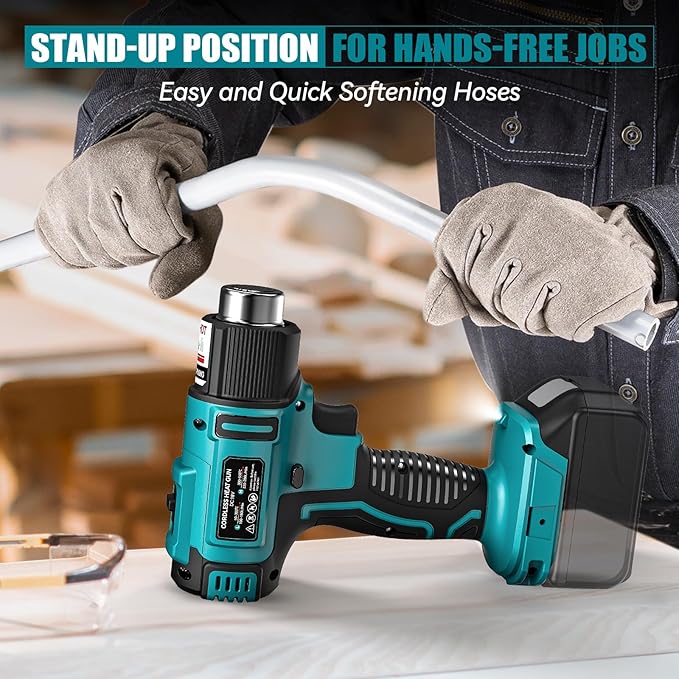 LIVOWALNY Cordless Heat Gun Compatible with Makita 18V Battery (Tool Only) LCD Digital Display - 350W 122℉-1022℉ Adjustable Portable Battery Powered Hot Air Gun for Shrink Tubing Crafts Vinyl Wrap